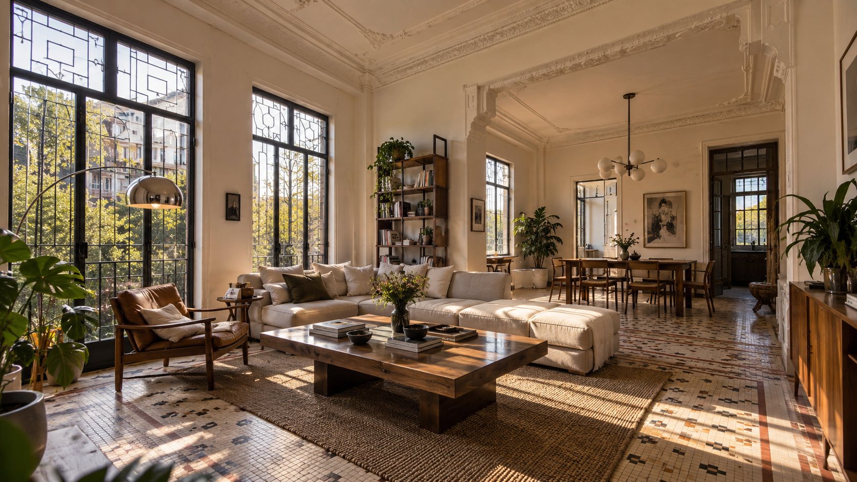 Departamento rehabilitado en edificio art déco con molduras y mosaico originales