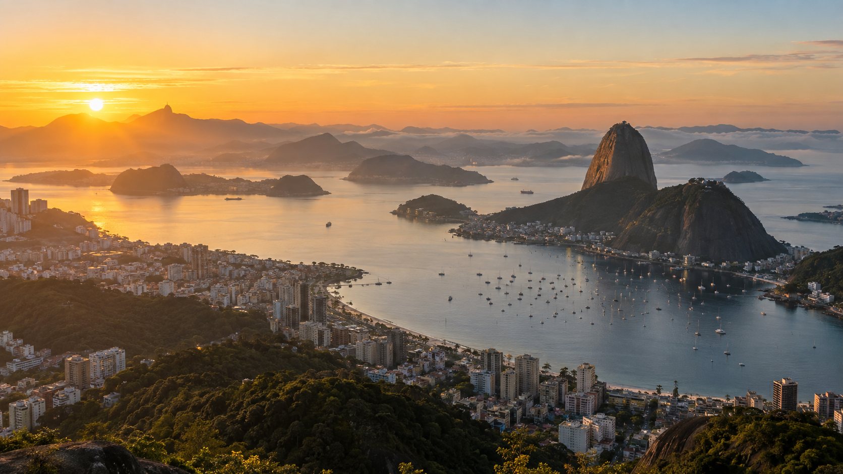 Bahía de Río de Janeiro al amanecer